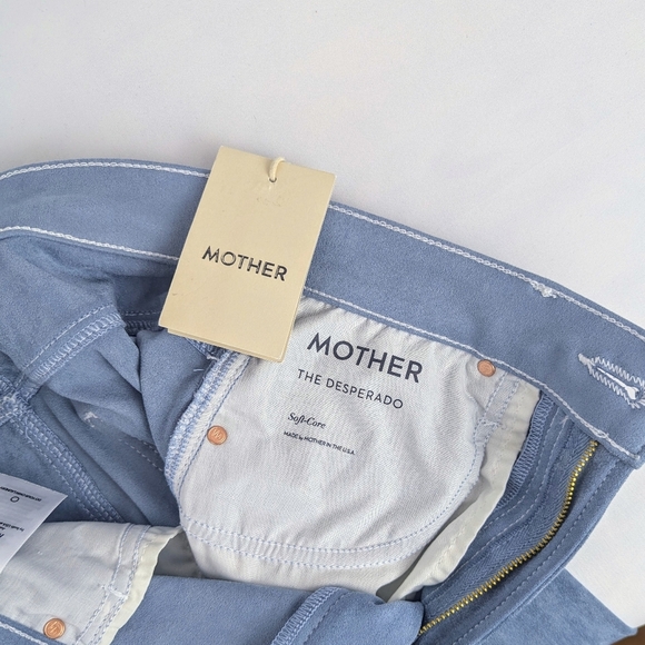 MOTHER The Desperado Faux Suede Bootcut High Rise Stretch Blue Hoo Wash 27 NWT - Picture 9 of 16